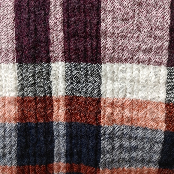 BELLA Dahl gauzy cotton plaid shirt M - Picture 8 of 14